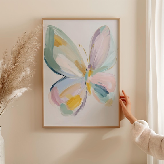 Watercolor Butterfly, Pastel Spring Nursery Decor