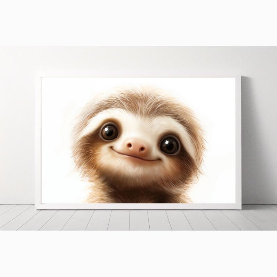 Adorable Smiling Baby Sloth with Big Sparkling Eyes Nursery Poster - Image 4