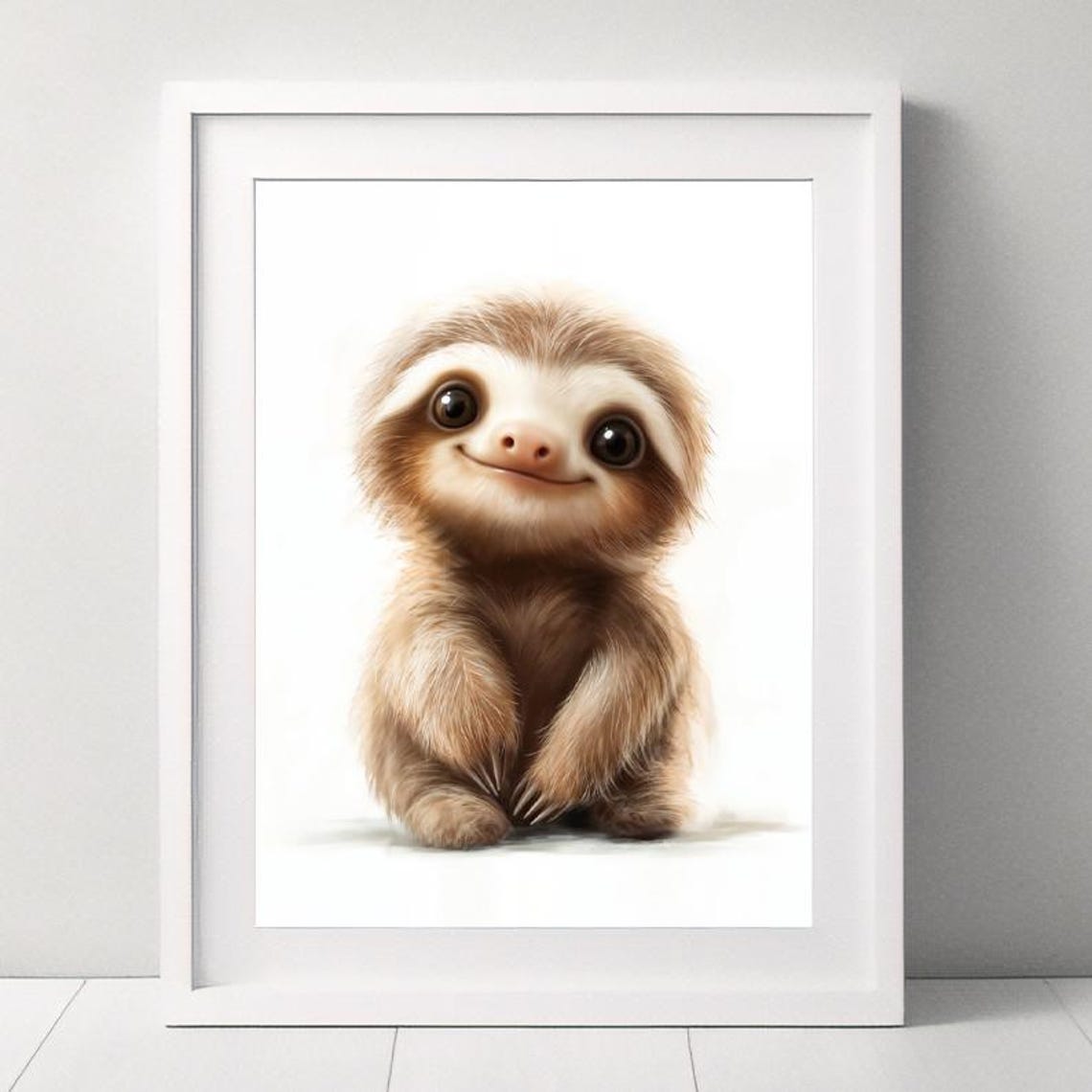 Adorable Smiling Baby Sloth with Big Sparkling Eyes Nursery Poster - Image 5