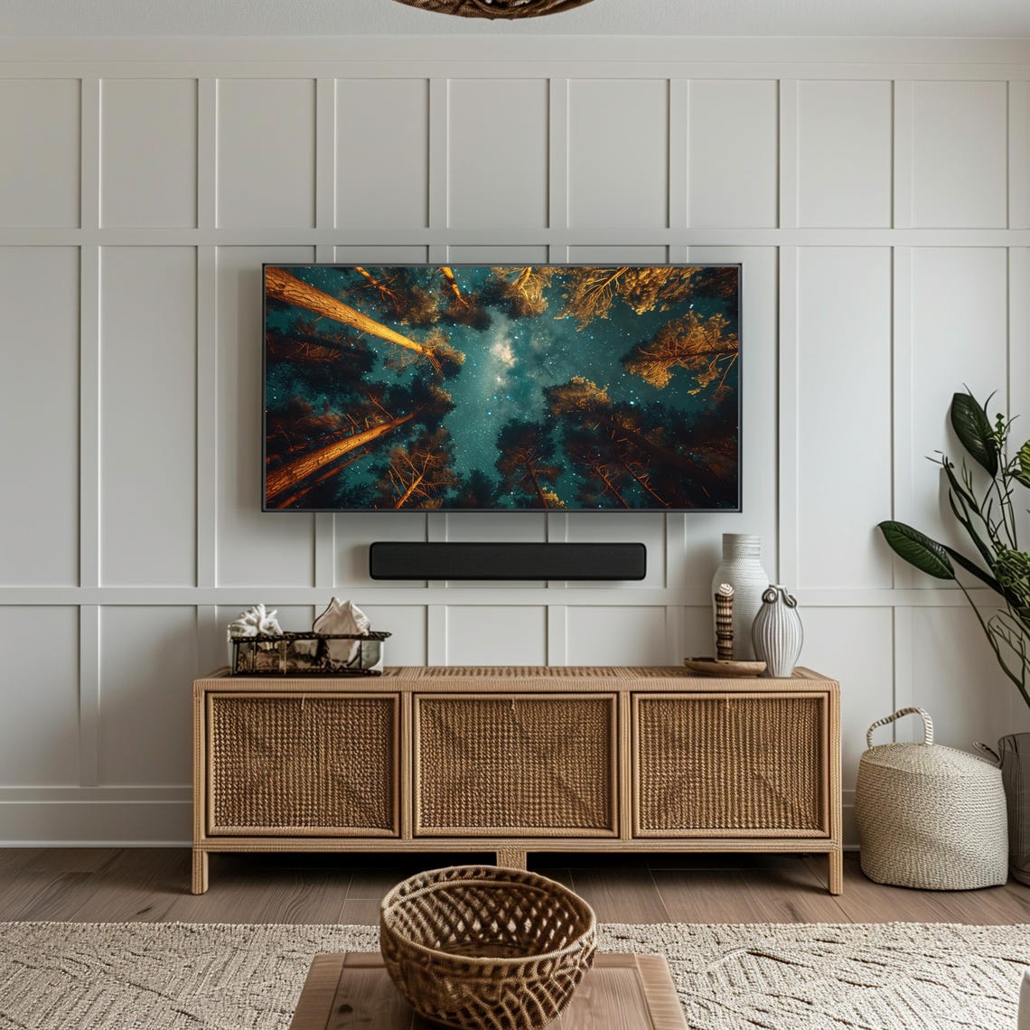 Starry Night Forest Canopy Looking Up Pines Milky Way Sky Poster - Image 2