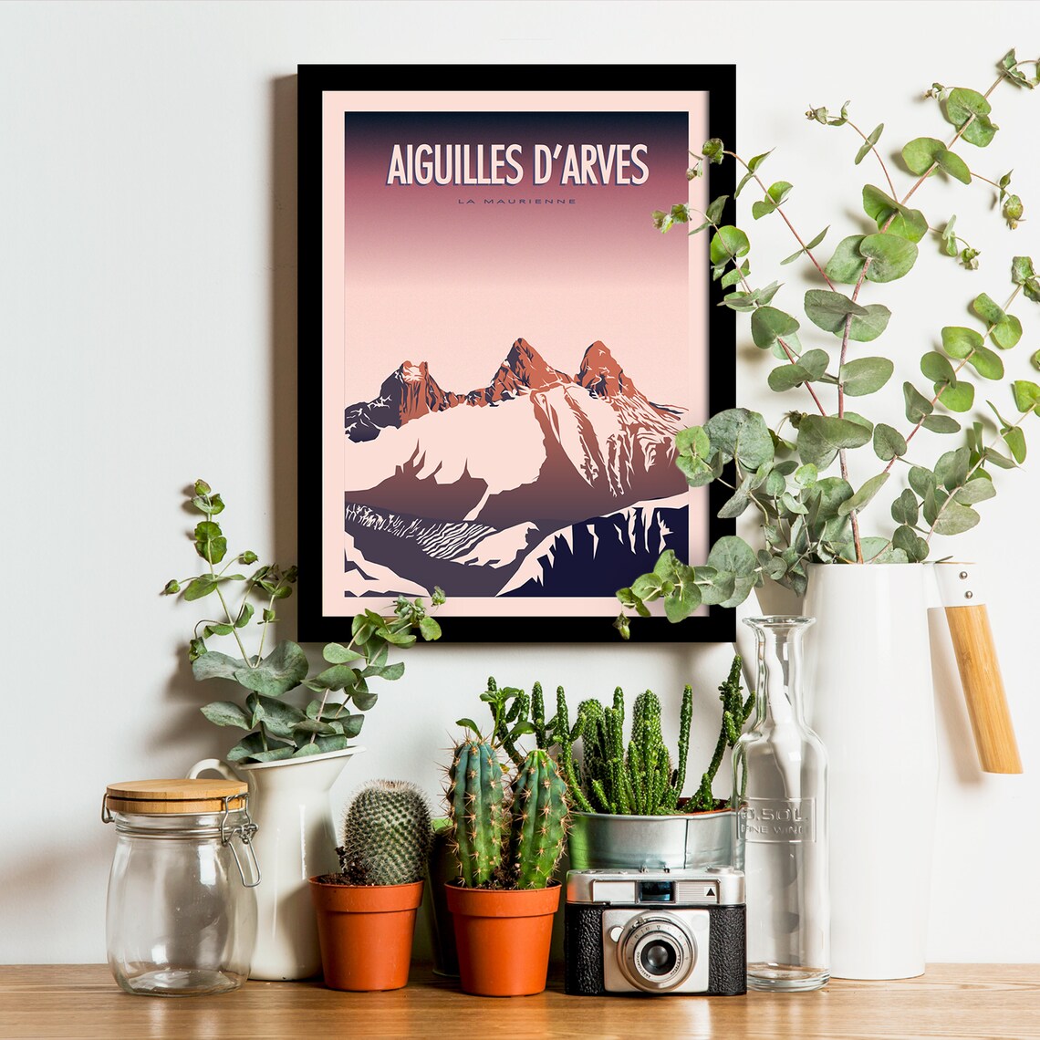 Aiguilles Darves Travel Poster, Alps Mountain Scene - Image 2