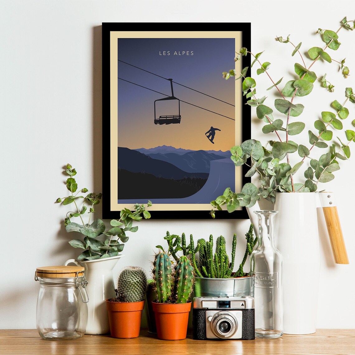 The Alps Vintage Mountains Winter Sports Art Print - Image 3