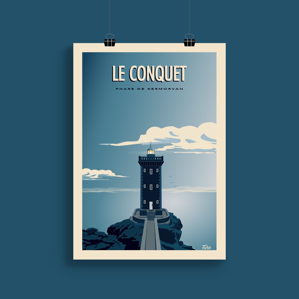 Le Conquet Kermorvan Lighthouse On Rocky Coast Travel Poster - Image 2