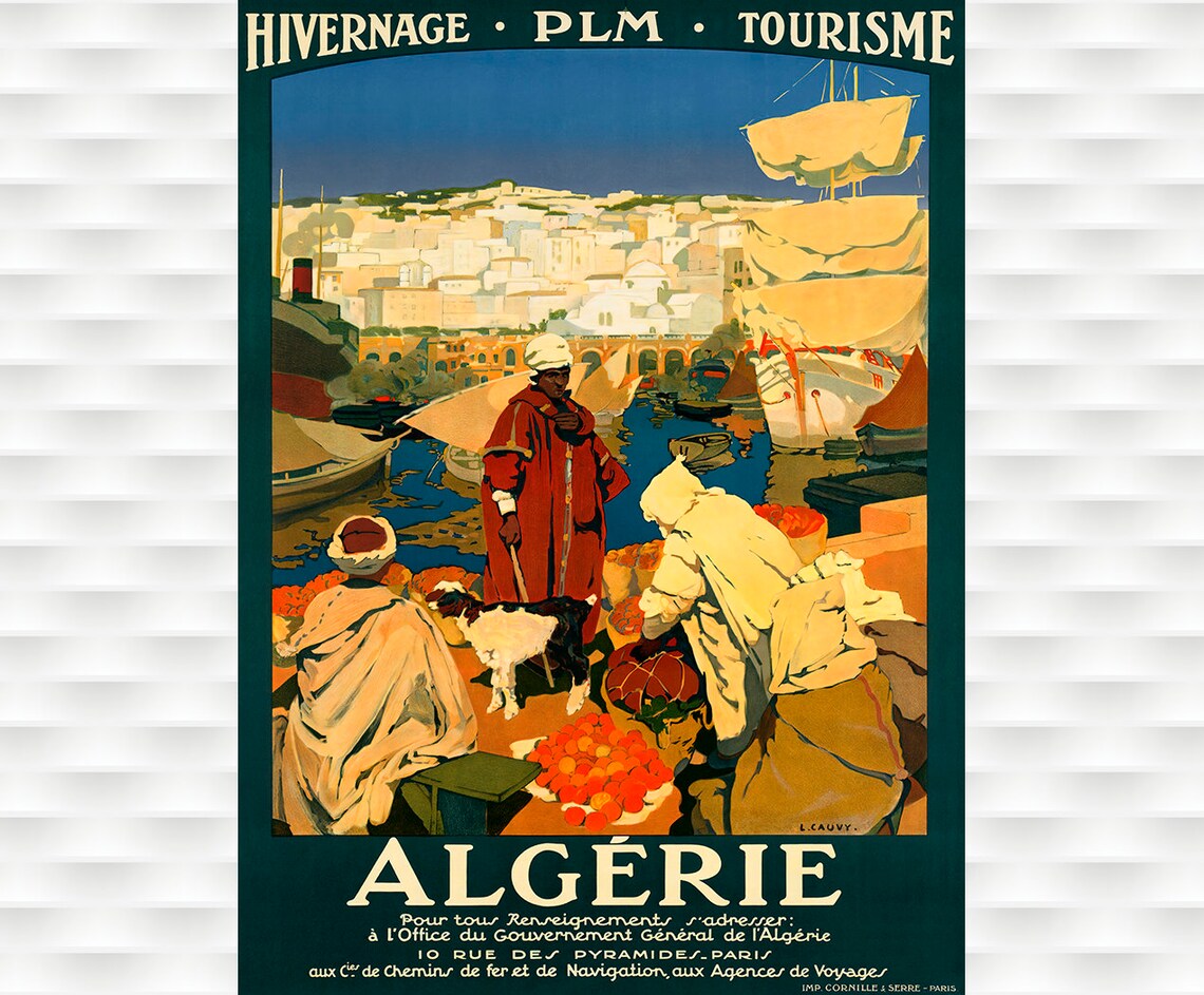 Algerie PLM Algiers Harbor Winter Tourism Vintage French Travel Poster