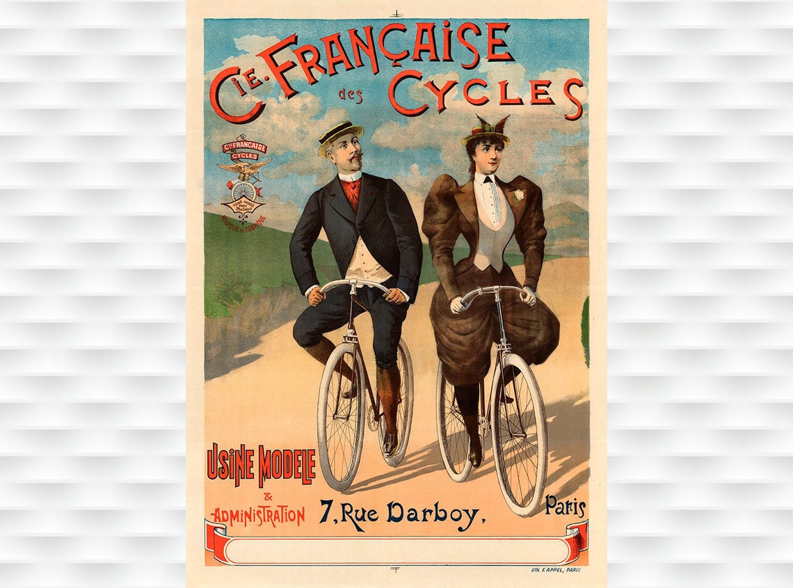 Compagnie Francaise des Cycles Paris Vintage Bicycle Ad Poster