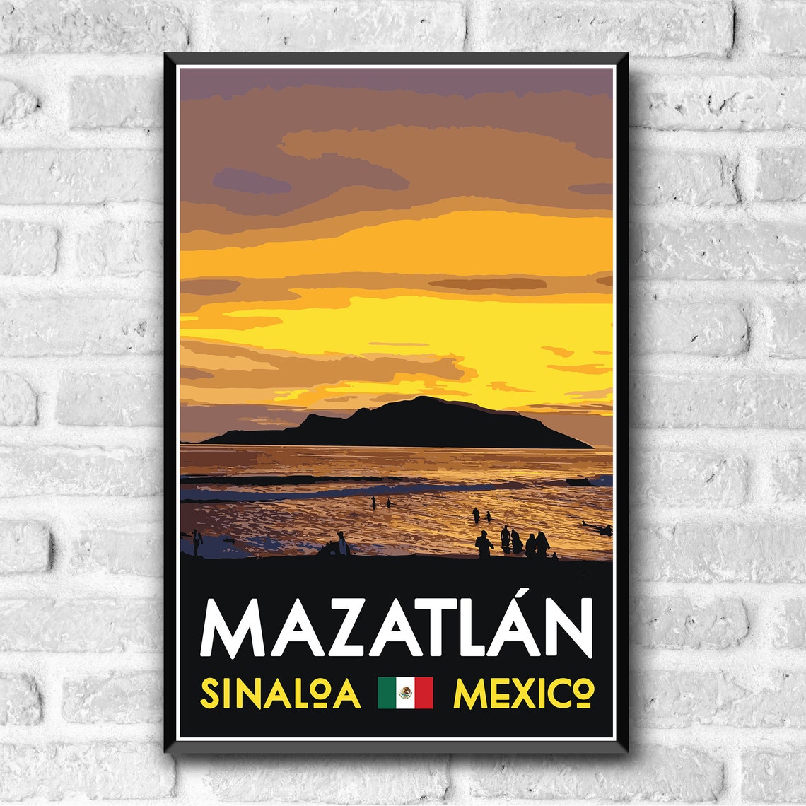 Mazatlan Sinaloa Mexico Sunset Beach Vintage WPA Travel Poster - Image 3