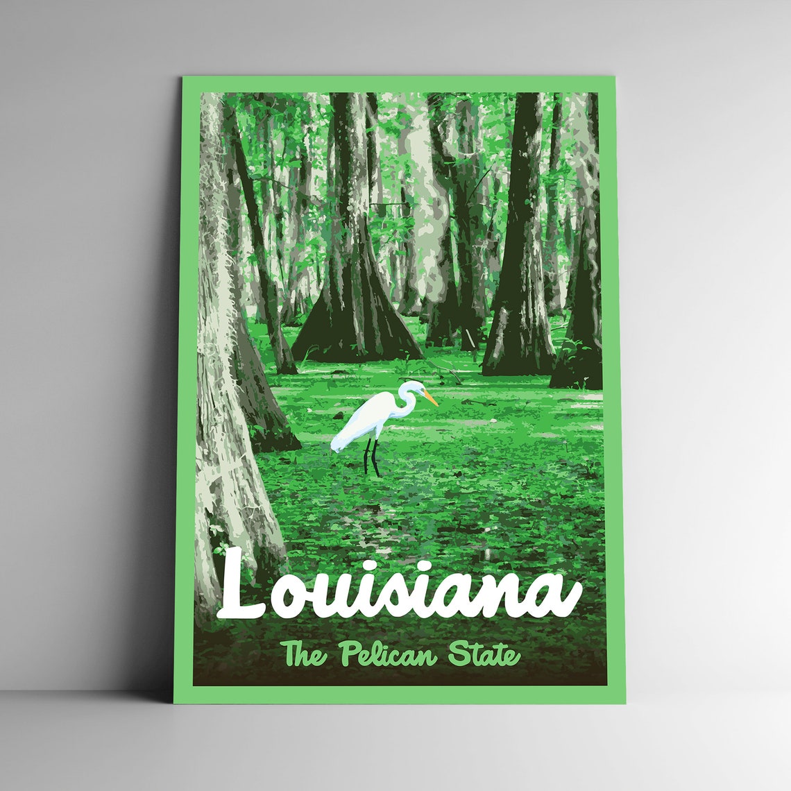 Louisiana The Pelican State Vintage Style Travel Poster Postcard Sticker Magnet Retro Wpa Style Our Fifty States Print 50 Wall Art
