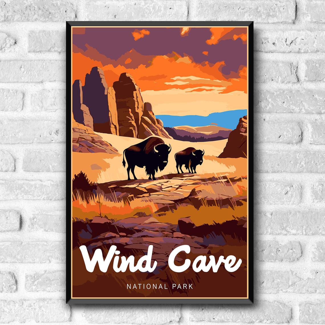 Wind Cave National Park Vintage Style Travel Poster - Image 3