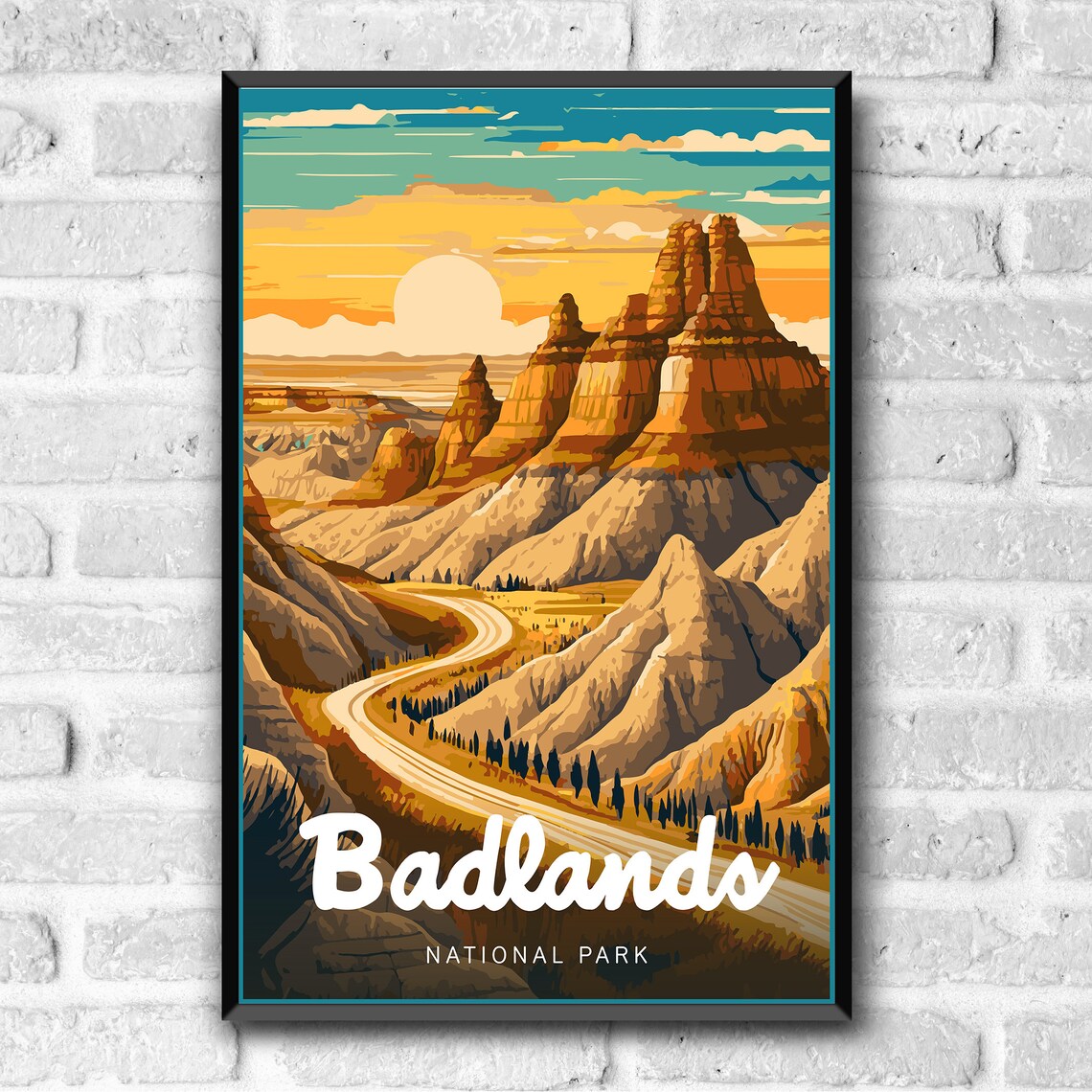 Badlands National Park Vintage Travel Poster, South Dakota - Image 3