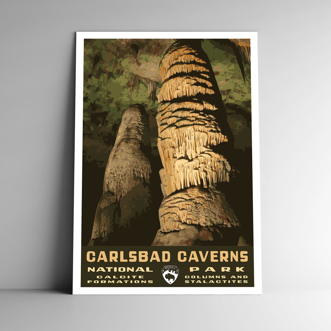 Carlsbad Caverns National Park Vintage Travel Poster
