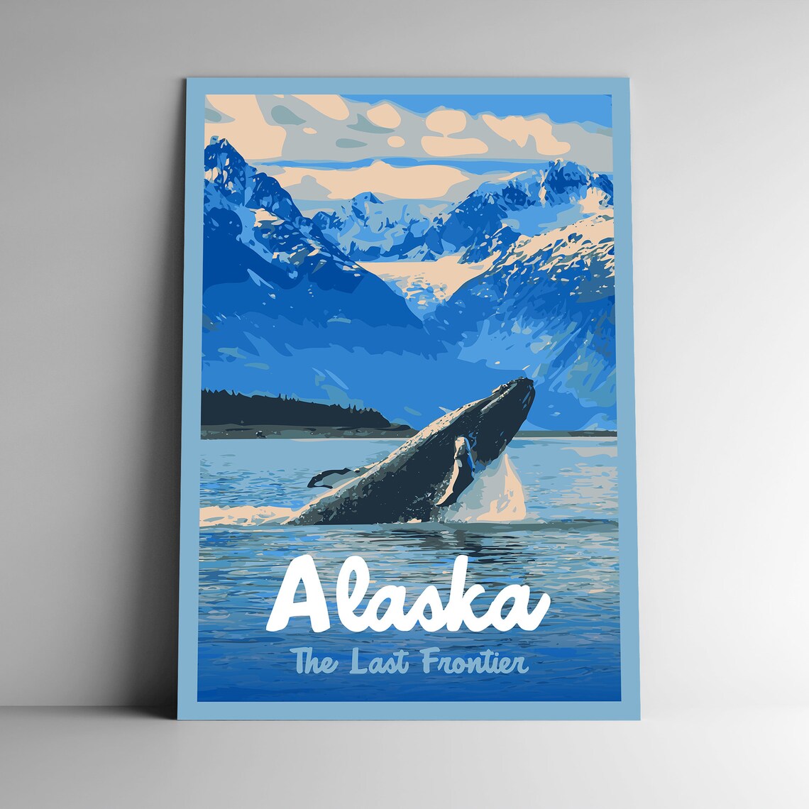 Alaska Vintage Style Travel Poster, WPA Retro
