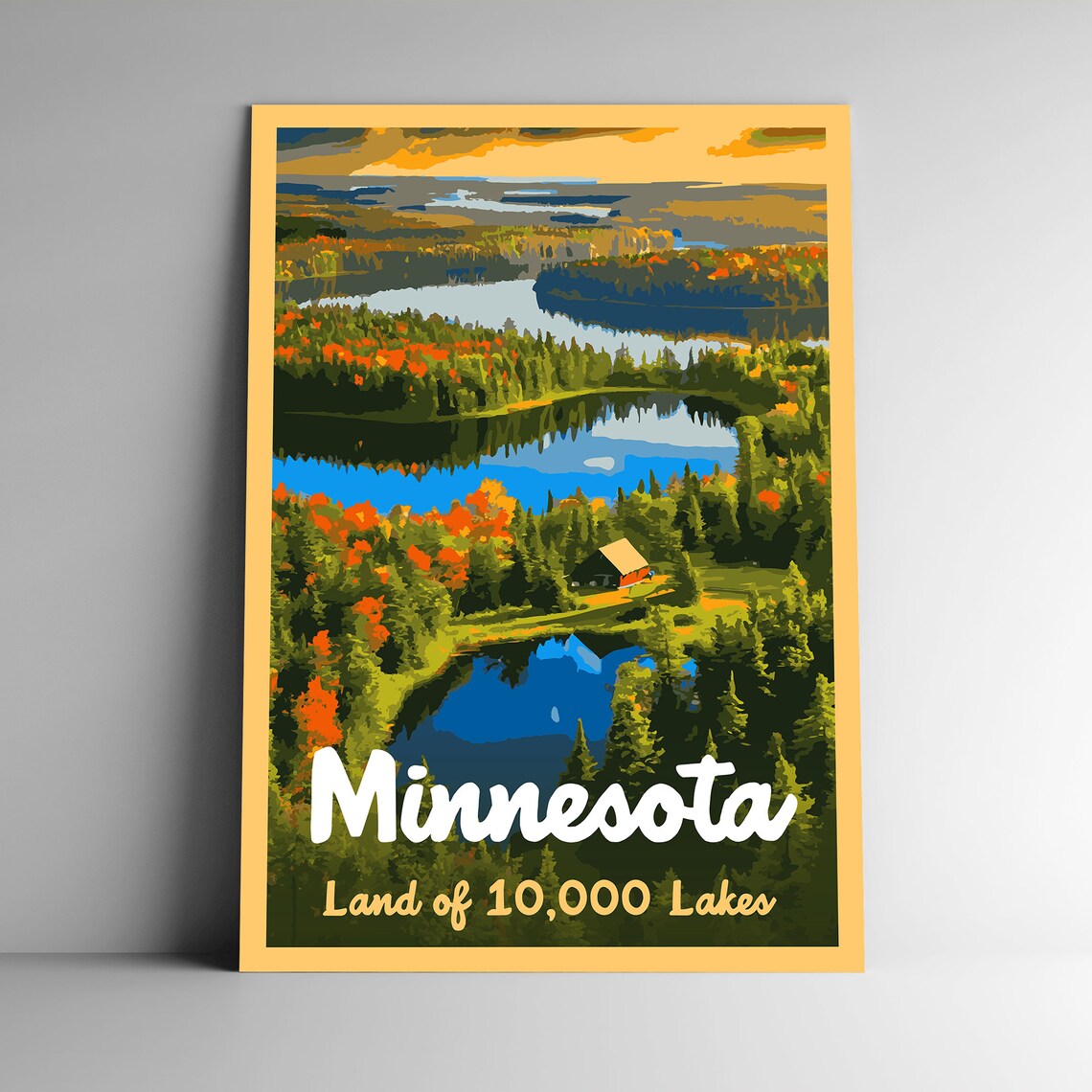 Minnesota Land of 10,000 Lakes Vintage Travel Poster