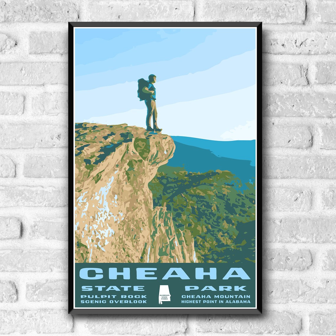 Cheaha State Park Vintage Travel Poster, Alabama - Image 3
