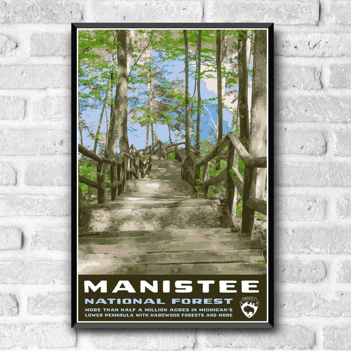 Manistee National Forest WPA-Style Vintage Travel Poster - Image 3
