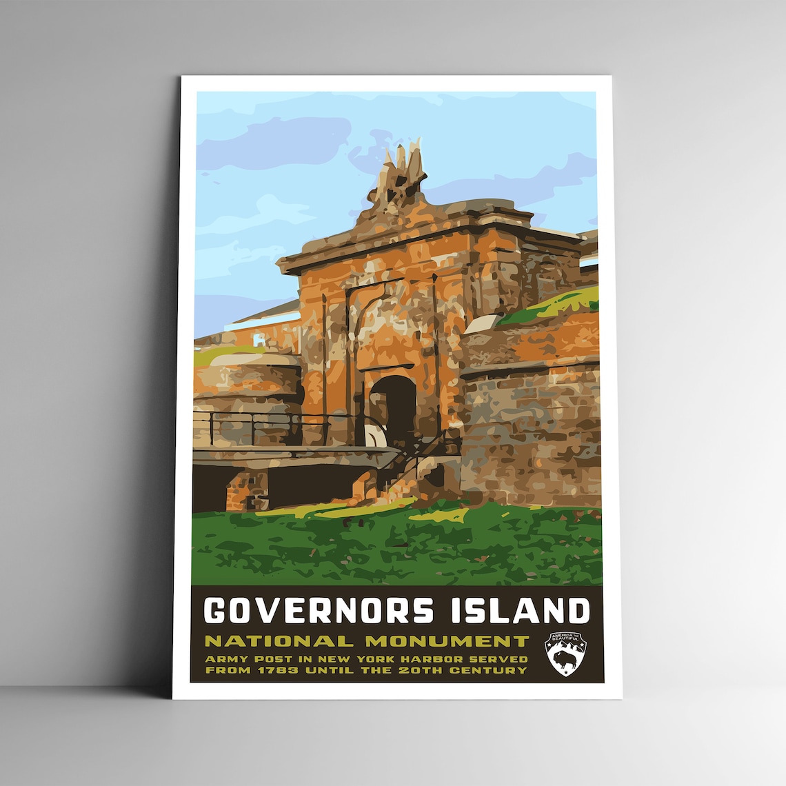 Governors Island National Monument Vintage Travel Poster