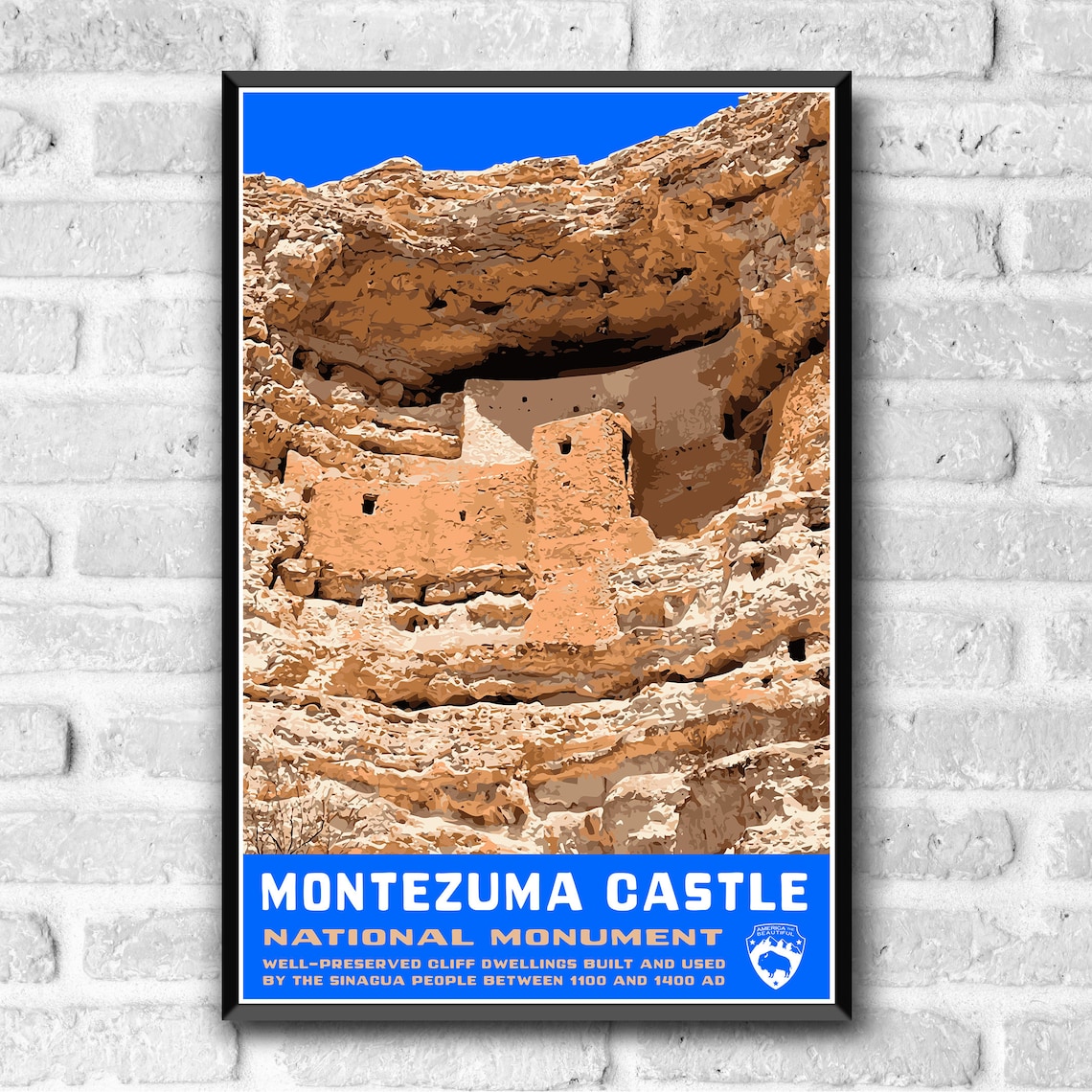 Montezuma Castle National Monument Vintage Travel Poster - Image 3