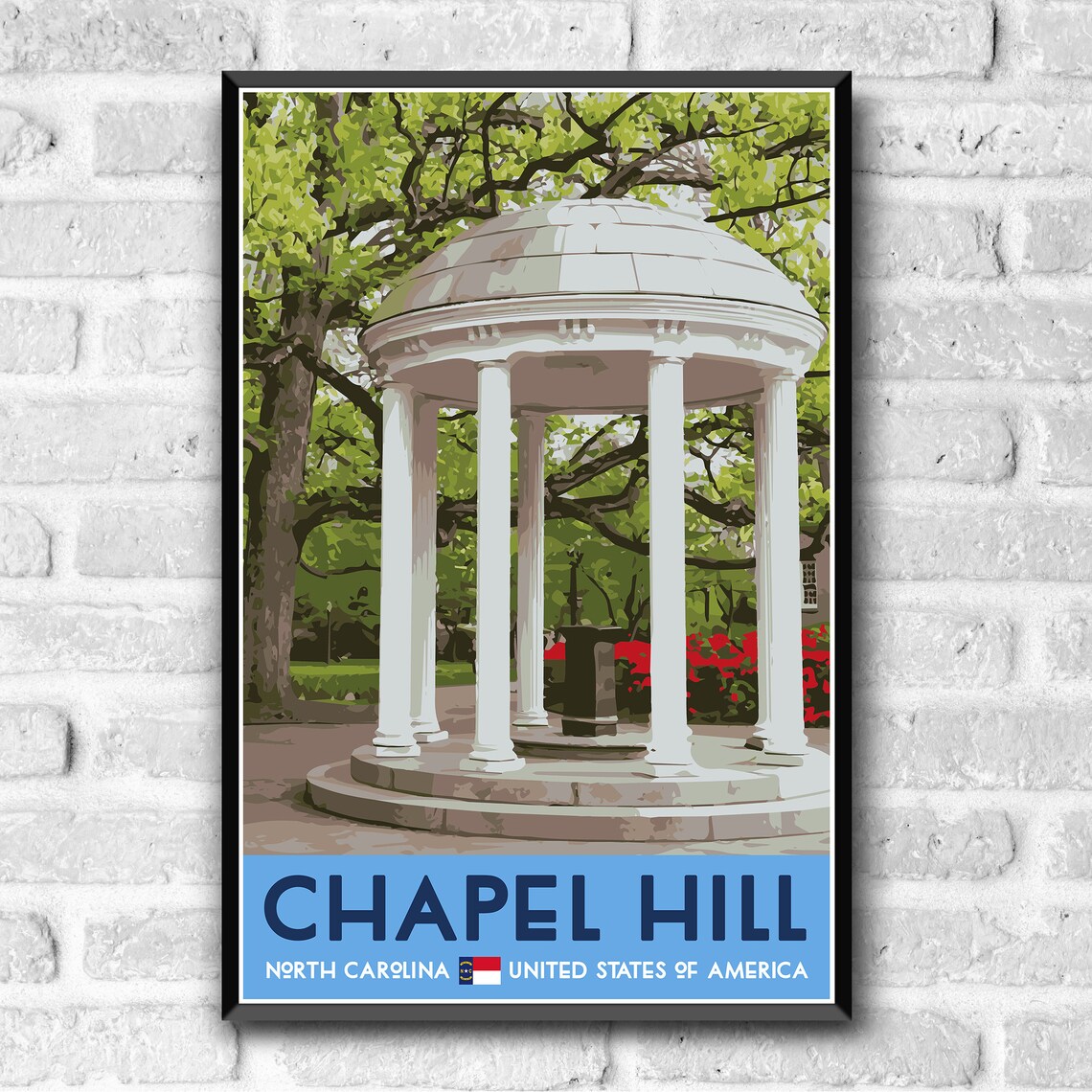 Chapel Hill North Carolina Old Well Rotunda Vintage Travel Poster - Image 3