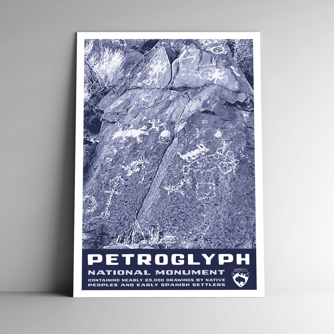 Petroglyph National Monument Ancient Rock Art Vintage Travel Poster