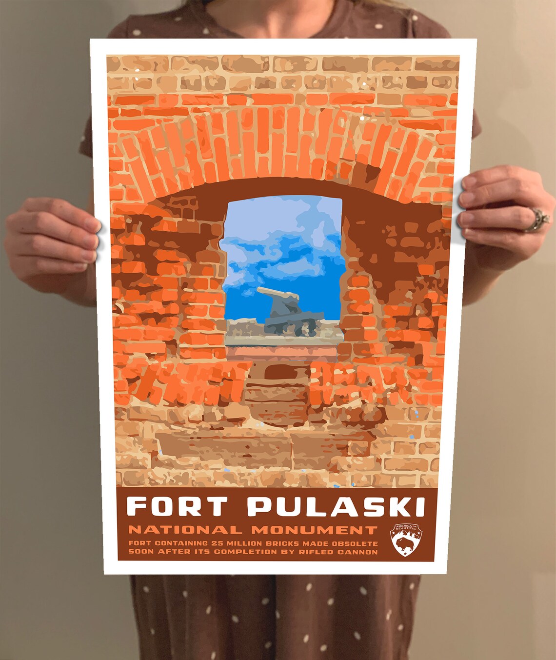 Fort Pulaski National Monument Vintage Travel Poster - Image 2
