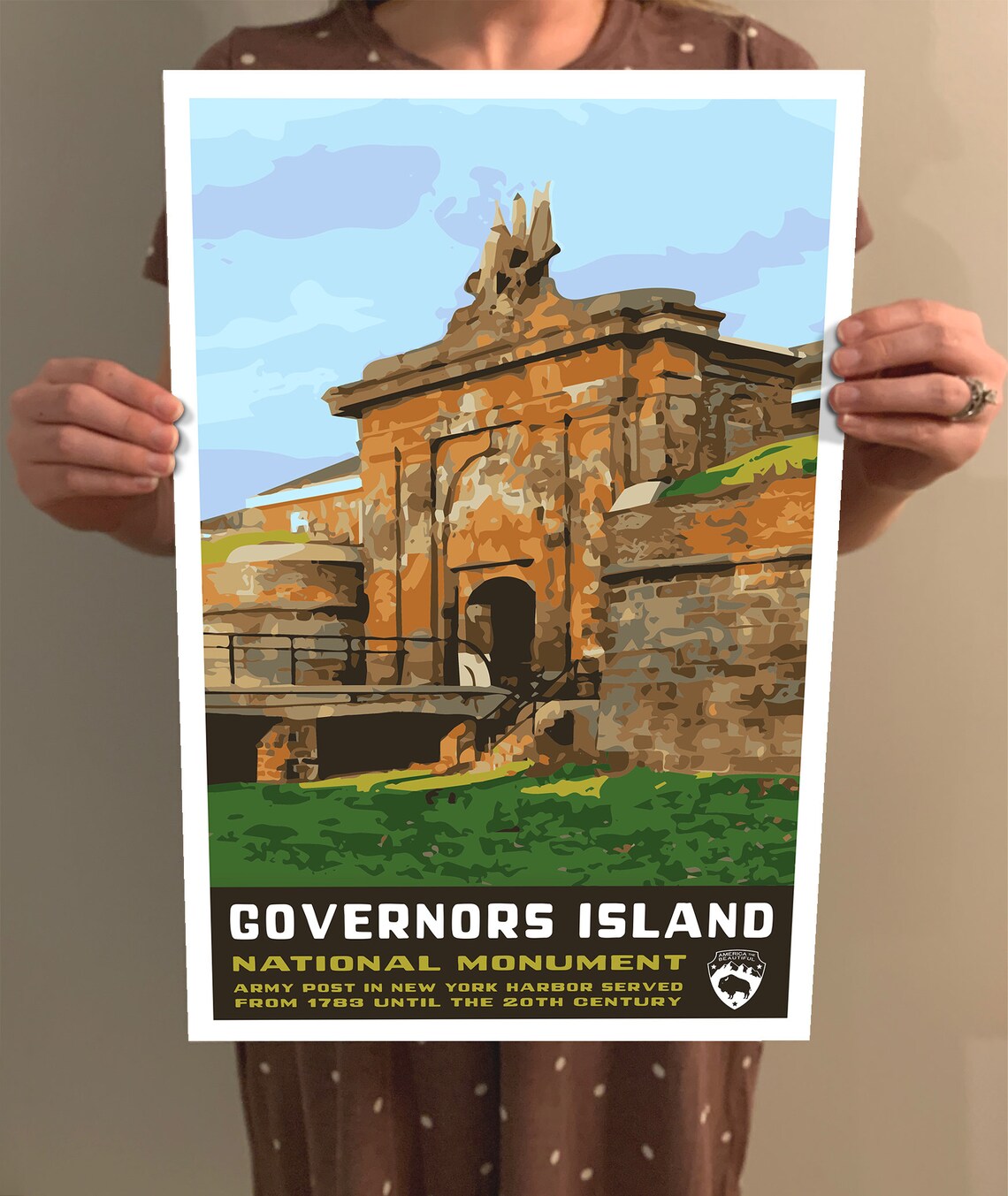 Governors Island National Monument Vintage Travel Poster - Image 2