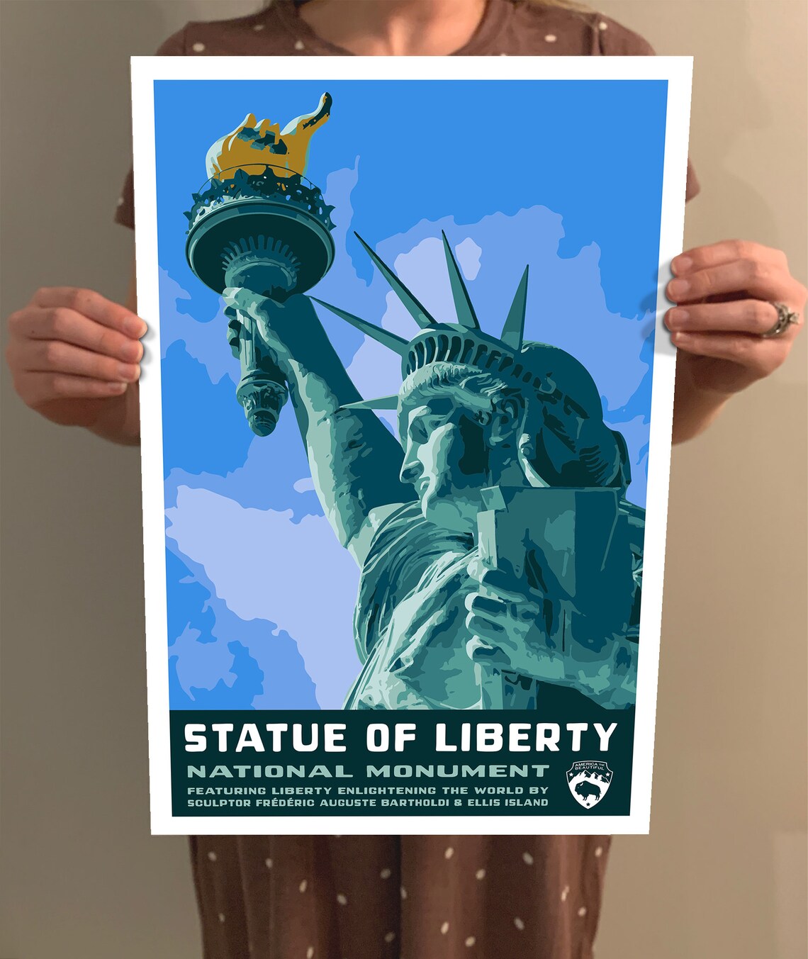 Statue Of Liberty National Monument Vintage Travel Poster - Image 2