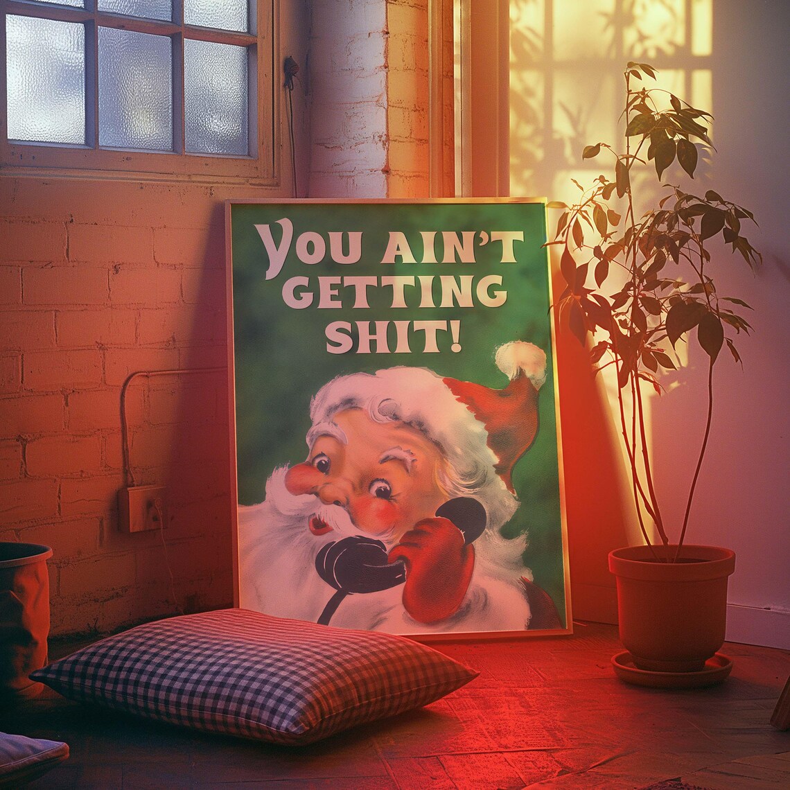 Funny Christmas Santa Quote Vintage Retro Holiday Humor Wall Poster - Image 5