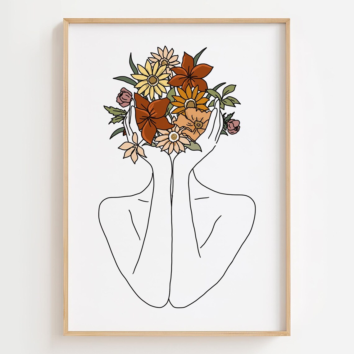 Floral Woman Line Art, Abstract Minimalist Art Print