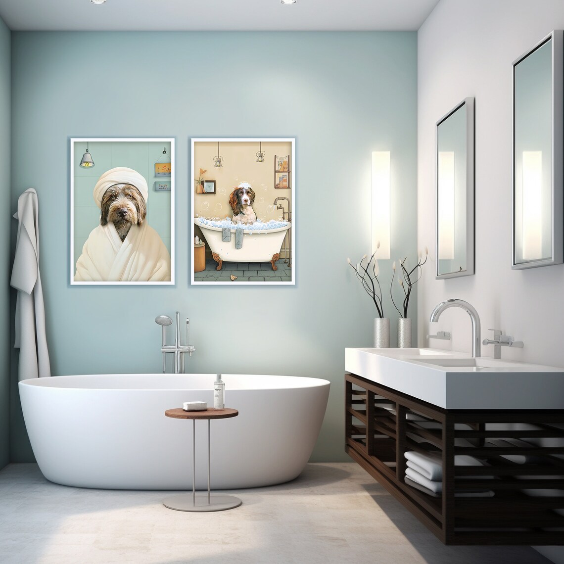 Custom Funny Dog Portrait, Bathroom Wall Art Print - Image 2