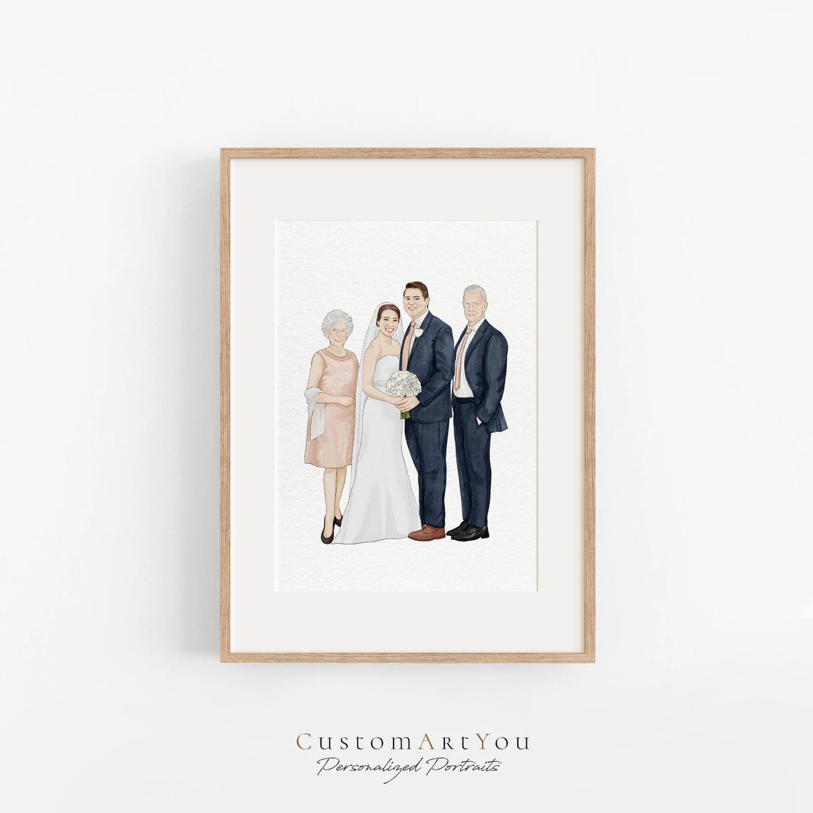 Custom Family Portrait From Photo Add Deceased Loved One To Photo Watercolor Painting Add Person To Photo Custom Illustration - Image 3