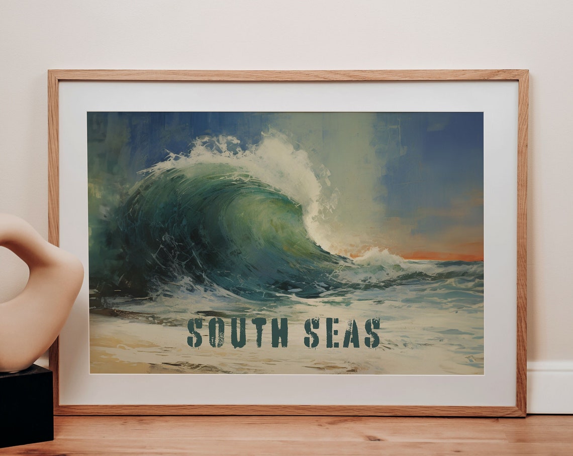 South Seas Ocean Print Coastal Sea Surf Poster Art Pacifica Nursery Decor Modern Chic - Image 3