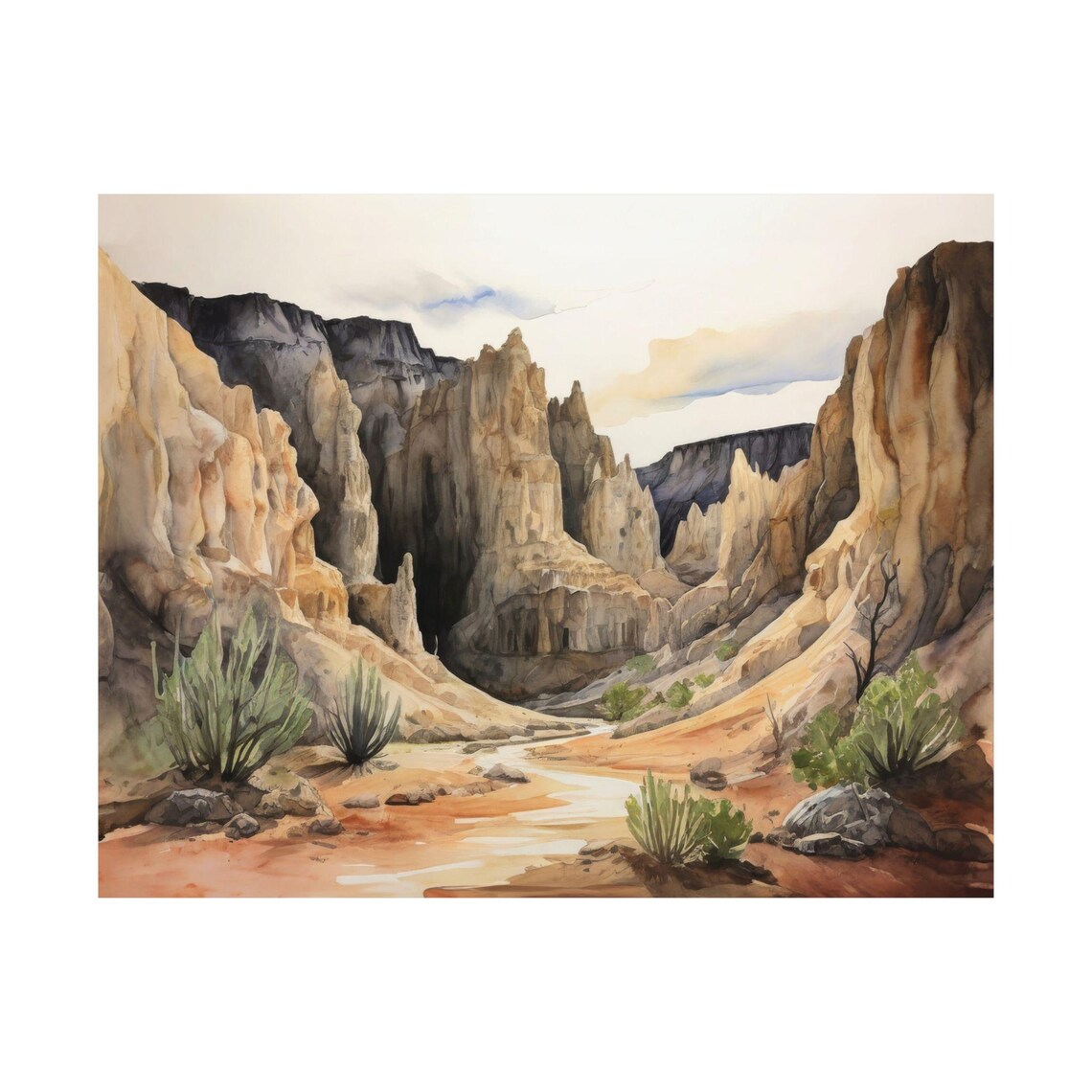 Carlsbad Caverns Watercolor Travel Poster, New Mexico