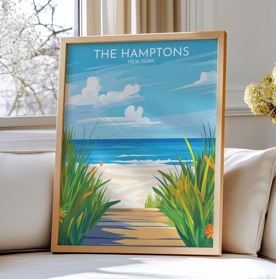 The Hamptons New York Beach Dune Path Travel Poster Home Decor