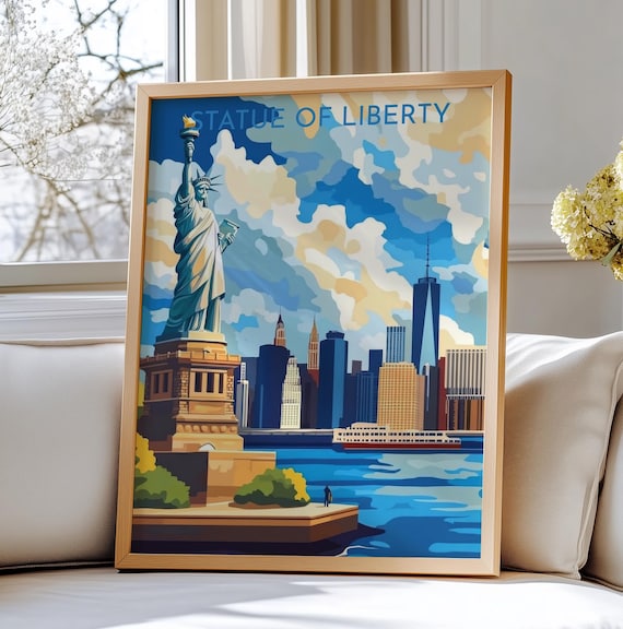Statue Of Liberty New York City Wall Art Travel Print Skyline Poster