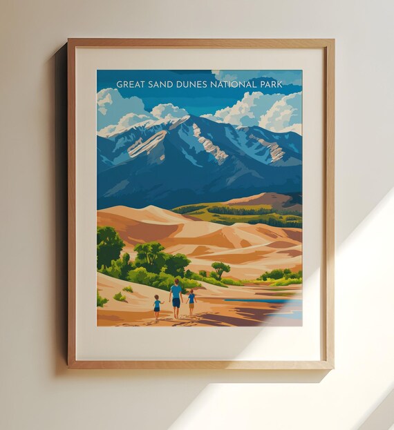 Great Sand Dunes National Park Poster Colorado Dunes Family Travel