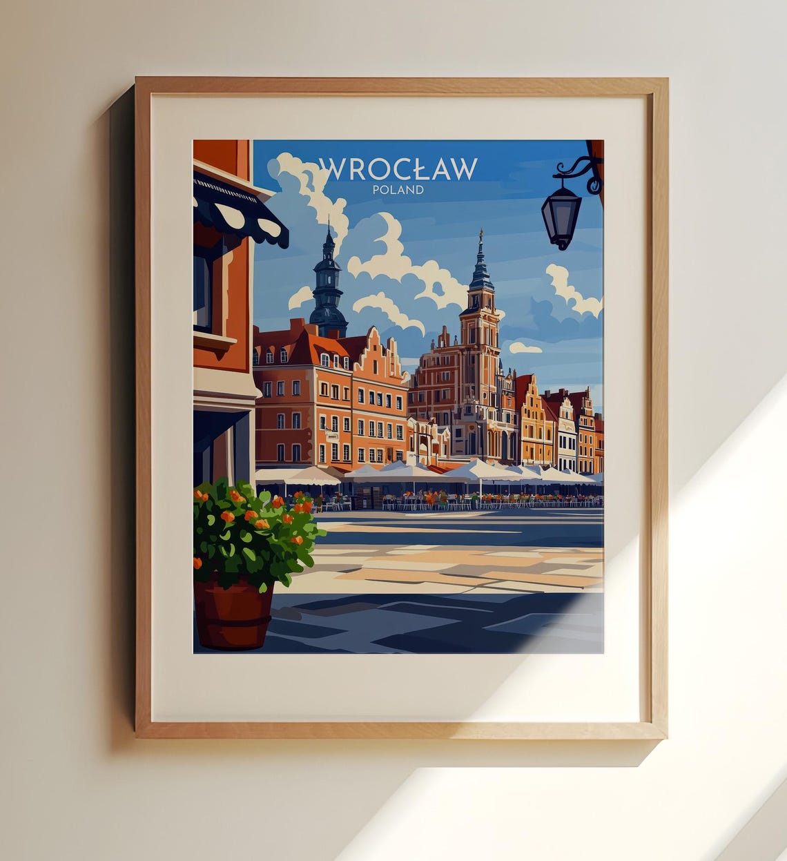 Wroclaw Poland Old Town Market Square Sunny Travel Poster Art