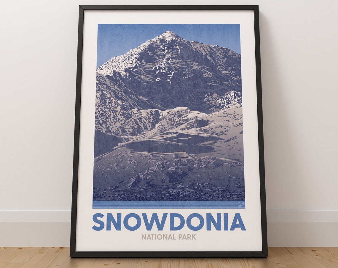 Snowdonia National Park Travel Poster, Wales Landscape
