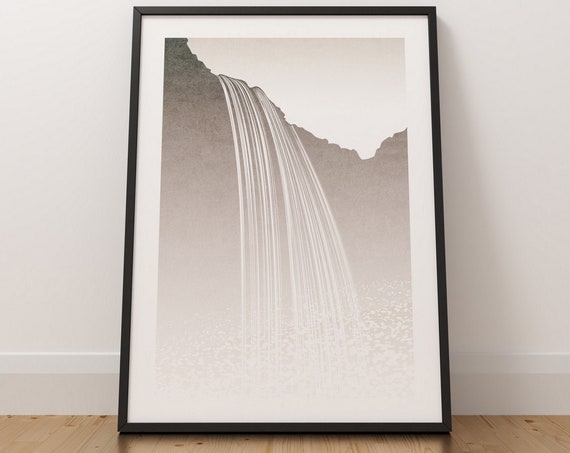 Seljalandsfoss Minimalist Travel Poster, Iceland