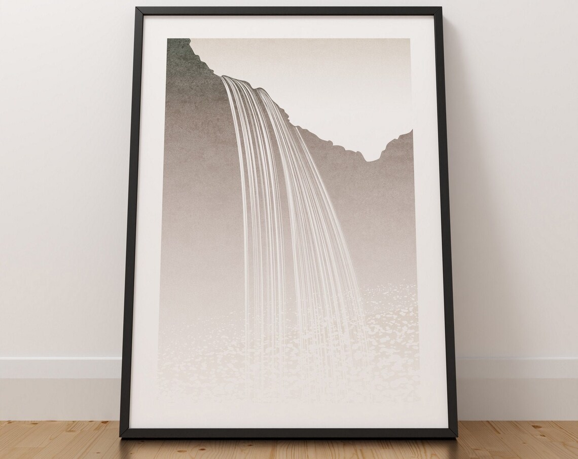 Seljalandsfoss Minimalist Travel Poster, Iceland