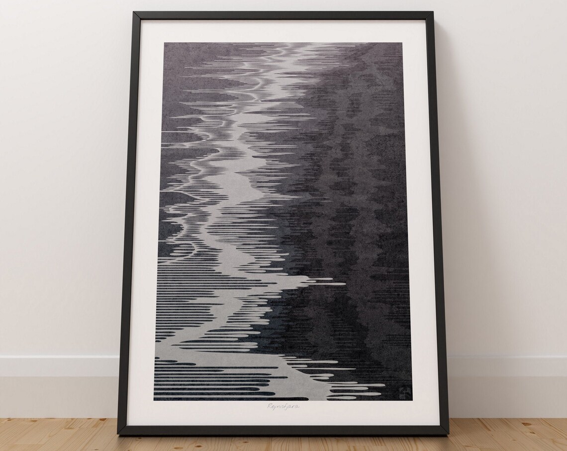 Reynisfjara Iceland Travel Poster, South Coast Coastline