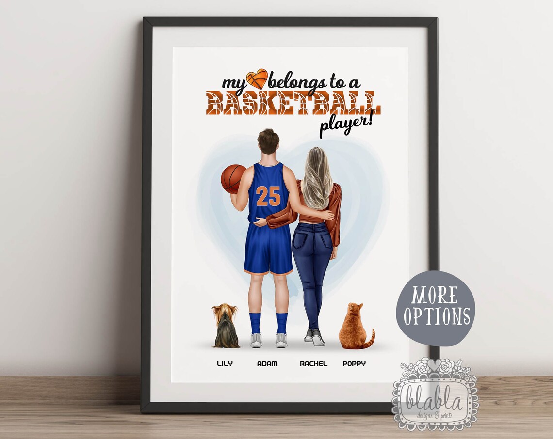 My Heart Belongs to a Basketball Player Couple and Pets Poster