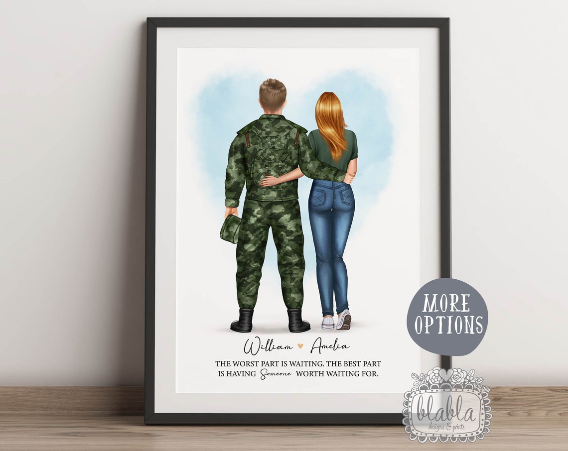 Personalised Army Soldier Couple Deployment Worth Waiting For Poster