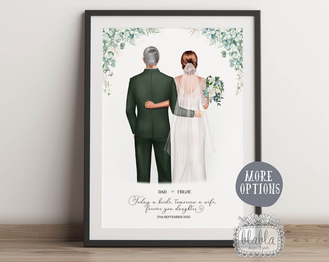 Father of the Bride Dad and Daughter Wedding Day Keepsake Print