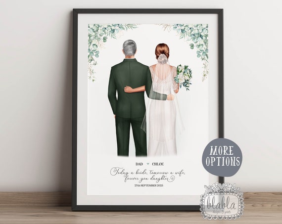 Father Of The Bride Gift Personalised Gift For Father Of The Bride Wedding Gift Custom Drawing Gift For Dad Bride And Parents Gift