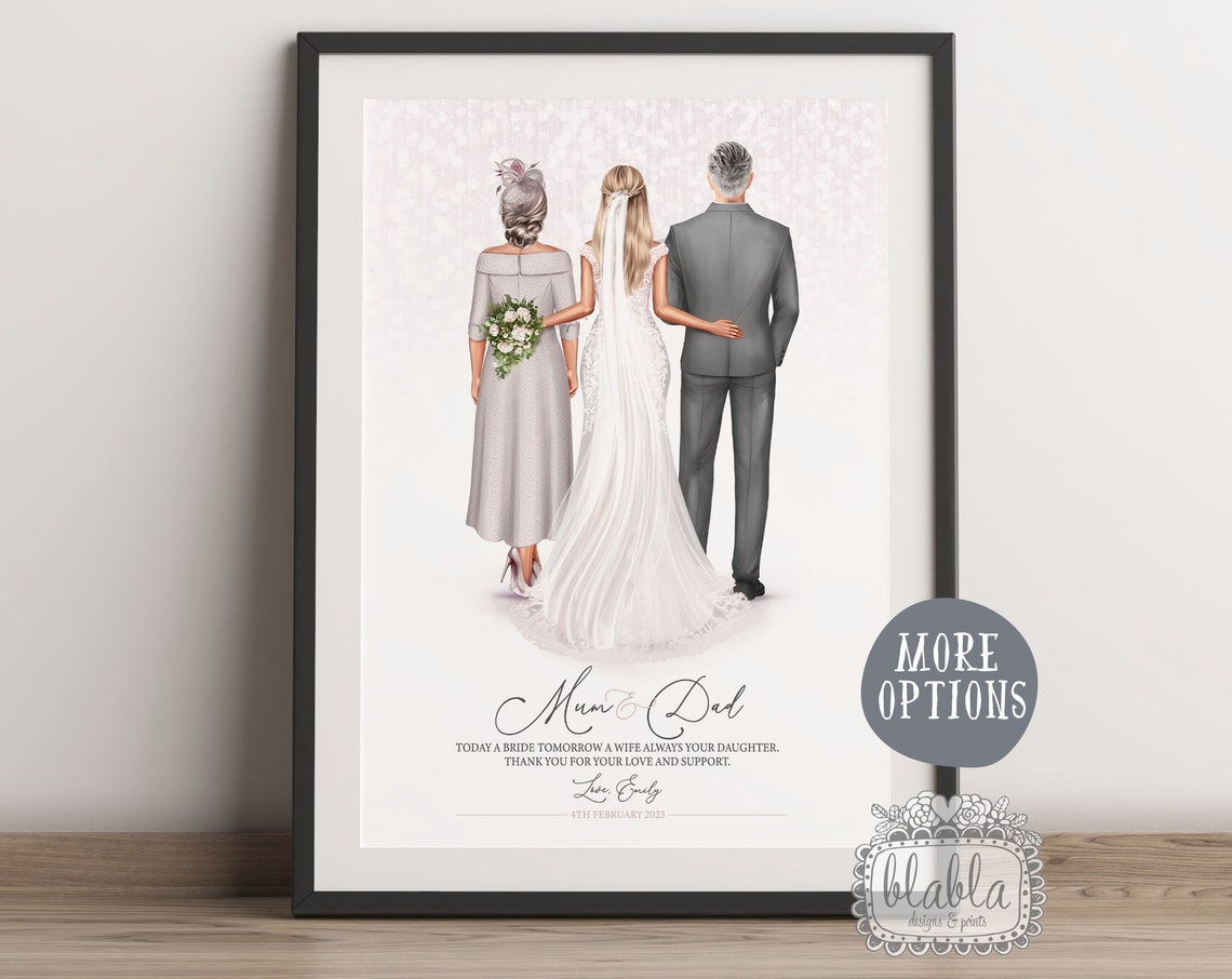 Personalised Parents Of The Bride Gift Groom And Parents Portrait Art Mother Of The Groom Custom Mother Of Bride Gift Wedding Gift