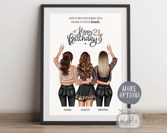 Friends Personalised Gift 21st Best Friend Poster Bbf Gift Best Friend Gift Friend Gift Personalised Gift Birthday Gift For Friend