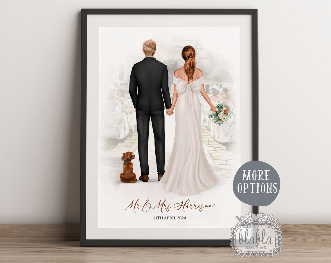 Personalised Wedding Gift For Couple Bride And Groom Custom Print Wedding Print Couple Wedding Present For Couple Happily Ever After