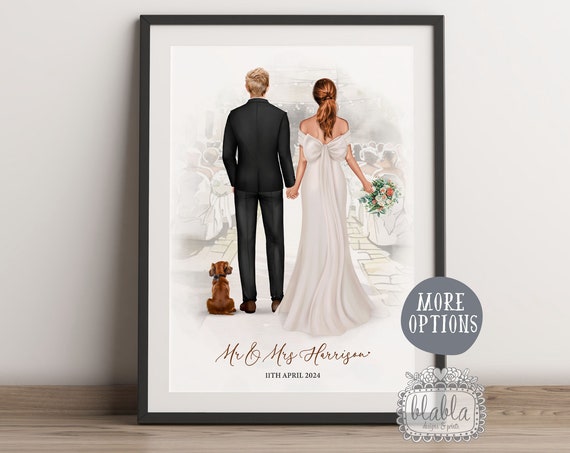 Personalised Wedding Gift For Couple Bride And Groom Custom Print Wedding Print Couple Wedding Present For Couple Happily Ever After