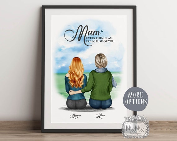 Mother And Daughter Print Gift For Mum Gift For Mother Personalised Mothers Day Gift Personalised Gift Gift For Mom Family Print