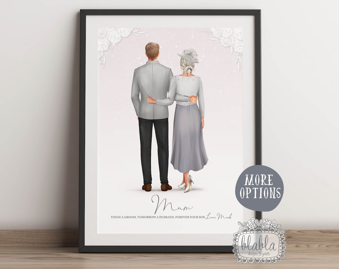 Personalised Mother Of The Groom Gift Custom Groom And Mother Portrait Art Mother Of The Groom Custom Custom Wedding Wedding Gift