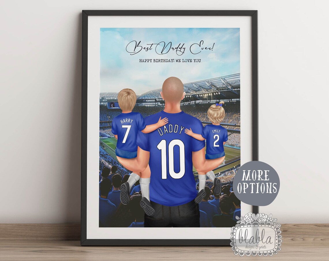 Best Daddy Ever Happy Birthday Stadium Soccer Family Portrait Poster